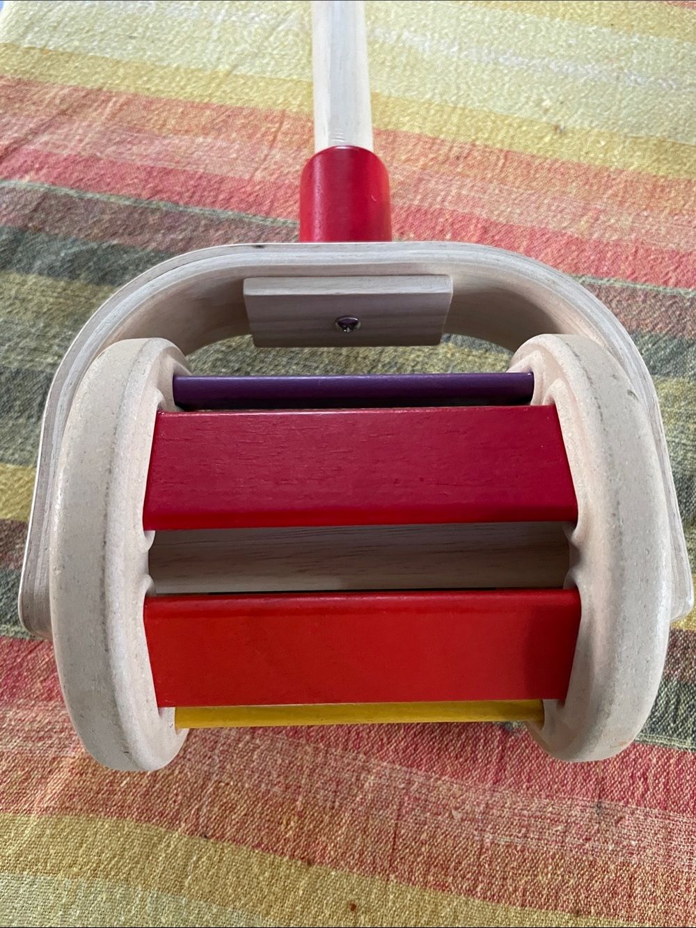 Wooden Push Roller Toy - Red, Purple, Yellow - Classic Kids Walker